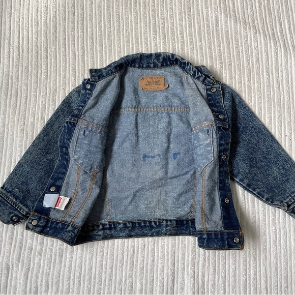 Vintage Little Levis Denim Jean Jacket Orange Tab Acid Wash Kids - Picture 3 of 9